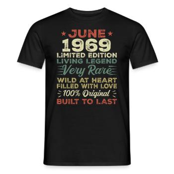June 1969 Birthday June 1969 Gift June 1969 - Men's T-Shirt - black - Front - AI Model Male 178 light (178cm)