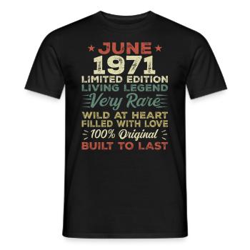 Juin 1971 Anniversaire Juin 1971 Cadeau Juin 1971 - T-shirt homme - noir - Devant - AI Model Male 178 light (178cm)