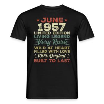 June 1957 Birthday June 1957 Gift June 1957 - Men's T-Shirt - black - Front - AI Model Male 178 light (178cm)