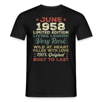 Juin 1958 Anniversaire Juin 1958 Cadeau Juin 1958 - T-shirt homme - noir - Devant - AI Model Male 178 light (178cm)