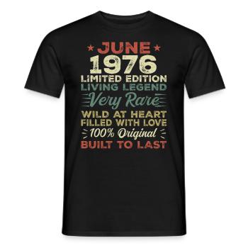 June 1976 Birthday June 1976 Gift June 1976 - Men's T-Shirt - black - Front - AI Model Male 178 light (178cm)