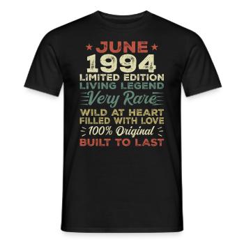 Juni 1994 Geburtstag Juni 1994 Geschenk Juni 1994 - Männer T-Shirt - Schwarz - Vorne - AI Model Male 178 light (178cm)