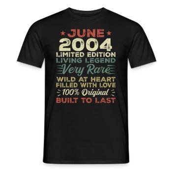 June 2004 Birthday June 2004 Gift June 2004 - Men's T-Shirt - black - Front - AI Model Male 178 light (178cm)