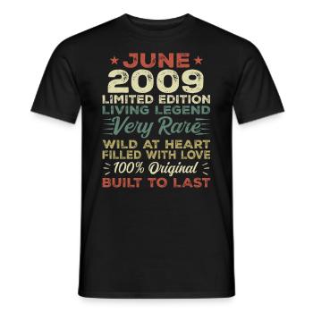 Juni 2009 Geburtstag Juni 2009 Geschenk Juni 2009 - Männer T-Shirt - Schwarz - Vorne - AI Model Male 178 light (178cm)