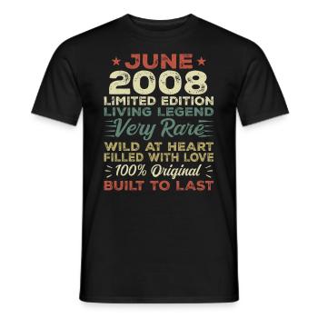 Juin 2008 Anniversaire Juin 2008 Cadeau Juin 2008 - T-shirt homme - noir - Devant - AI Model Male 178 light (178cm)