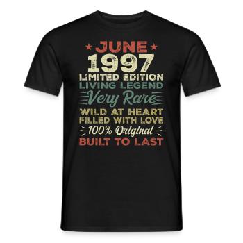 June 1997 Birthday June 1997 Gift June 1997 - Men's T-Shirt - black - Front - AI Model Male 178 light (178cm)
