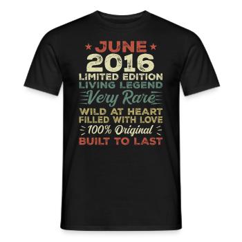 June 2016 Birthday June 2016 Gift June 2016 - Men's T-Shirt - black - Front - AI Model Male 178 light (178cm)
