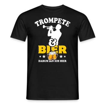 Trompete & Bier - darum bin ich hier - Männer T-Shirt - Schwarz - Vorne - AI Model Male 178 light (178cm)