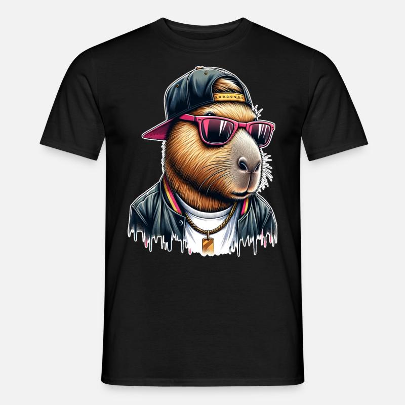 Capybara Cap Sonnebrille Cool - Männer T-Shirt - Schwarz