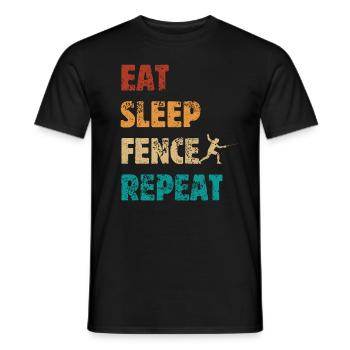 Eat Sleep Fence Repeat - Fencer Saying - Men's T-Shirt - black - Front - AI Model Male 178 light (178cm)