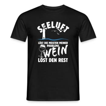 Seeluft löst meine Probleme - Wein Spruch - Männer T-Shirt - Schwarz - Vorne - AI Model Male 178 light (178cm)