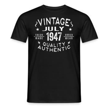 Juillet 1947 Anniversaire en 1947 Cadeau d’anniversaire - T-shirt homme - noir - Devant - AI Model Male 178 light (178cm)