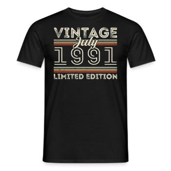 Juillet 1991 Juillet Cadeau d’anniversaire Juillet 1991 - T-shirt homme - noir - Devant - AI Model Male 178 light (178cm)