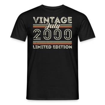 Juli 2000 Juli Geburtstagsgeschenk Juli 2000 - Männer T-Shirt - Schwarz - Vorne - AI Model Male 178 light (178cm)