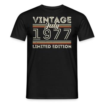 Juillet 1977 Juillet Cadeau d’anniversaire Juillet 1977 - T-shirt homme - noir - Devant - AI Model Male 178 light (178cm)