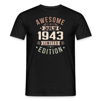 July 1943 Birthday July 1943 Birthday Gift - Men's T-Shirt - black - Front - AI Model Male 178 light (178cm)