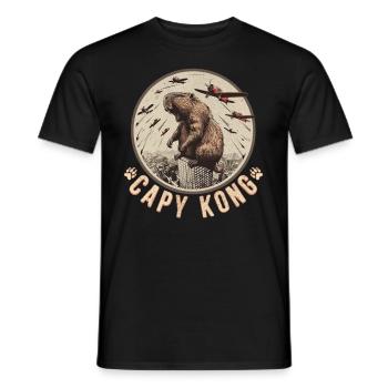 Lustiges Capybara - auf einem Dach stehend - Männer T-Shirt - Schwarz - Vorne - AI Model Male 178 light (178cm)