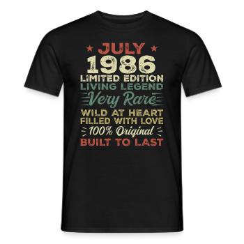 Gift July 1986 Anniversary July 1986 Birthday - Men's T-Shirt - black - Front - AI Model Male 178 light (178cm)