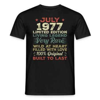 Cadeau Juillet 1977 Anniversaire Juillet 1977 Anniversaire - T-shirt homme - noir - Devant - AI Model Male 178 light (178cm)