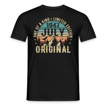 Anniversaire de juillet 1947 Cadeau d'anniversaire de juillet 1947 - T-shirt homme - noir - Devant - AI Model Male 178 light (178cm)