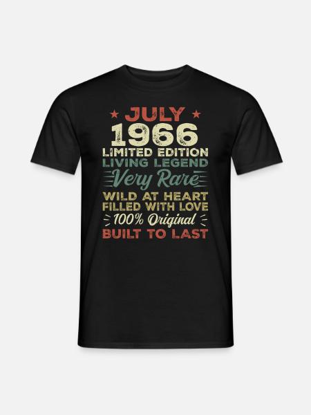 Cadeau juli 1966 Jubileum Juli 1966 Verjaardag - Heren T-shirt - zwart