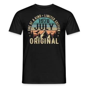 Anniversaire de juillet 1978 Cadeau d'anniversaire de juillet 1978 - T-shirt homme - noir - Devant - AI Model Male 178 light (178cm)