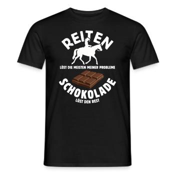Reiten löst meine Probleme - Schoko Spruch - Männer T-Shirt - Schwarz - Vorne - AI Model Male 178 light (178cm)