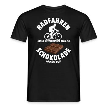 Radfahren löst meine Probleme - Schoko Spruch - Männer T-Shirt - Schwarz - Vorne - AI Model Male 178 light (178cm)