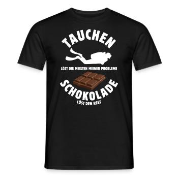Tauchen löst meine Probleme - Schoko Spruch - Männer T-Shirt - Schwarz - Vorne - AI Model Male 178 light (178cm)