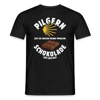 Pilgern löst meine Probleme - Schoko Spruch - Männer T-Shirt - Schwarz - Vorne - AI Model Male 178 light (178cm)