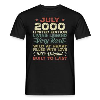 Geschenk Juli 2000 Jubiläum Juli 2000 Geburtstag - Männer T-Shirt - Schwarz - Vorne - AI Model Male 178 light (178cm)