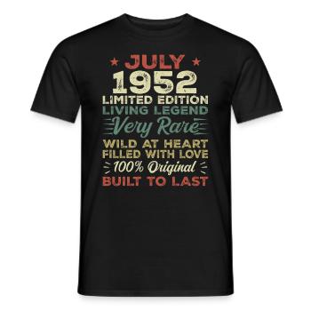 Geschenk Juli 1952 Jubiläum Juli 1952 Geburtstag - Männer T-Shirt - Schwarz - Vorne - AI Model Male 178 light (178cm)