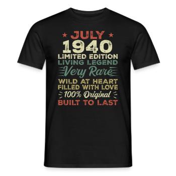 Gift July 1940 Anniversary July 1940 Birthday - Men's T-Shirt - black - Front - AI Model Male 178 light (178cm)