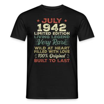Gift July 1942 Jubilee July 1942 Birthday - Men's T-Shirt - black - Front - AI Model Male 178 light (178cm)