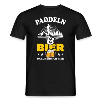 Paddeln & Bier - darum bin ich hier - SUP Spruch - Männer T-Shirt - Schwarz - Vorne - AI Model Male 178 light (178cm)