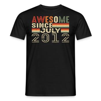 Juillet 2012 Cadeau d’anniversaire Juillet 2012 Millésime - T-shirt homme - noir - Devant - AI Model Male 178 light (178cm)