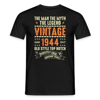 Cadeau d’anniversaire 1944 Vintage 1944 Millésime 1944 - T-shirt homme - noir - Devant - AI Model Male 178 light (178cm)