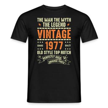 1977 Anniversary Gift Vintage 1977 Vintage 1977 - Men's T-Shirt - black - Front - AI Model Male 178 light (178cm)