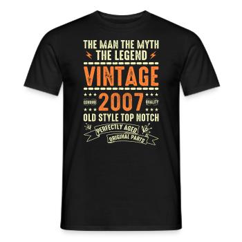 2007 Jubiläumsgeschenk Jahrgang 2007 Vintage 2007 - Männer T-Shirt - Schwarz - Vorne - AI Model Male 178 light (178cm)
