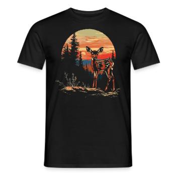 Rehkitz Hirsch Wald Reh Natur Sunset - Männer T-Shirt - Schwarz - Vorne - AI Model Male 178 light (178cm)