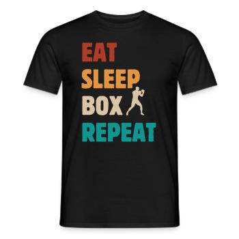 Eat Sleep Box Repeat - Boxer Martial Arts Saying - Men's T-Shirt - black - Front - AI Model Male 178 light (178cm)