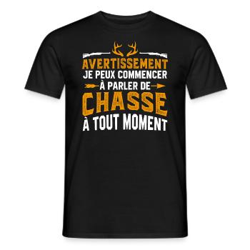 je peux commencer à parler de chasse à tout moment - T-shirt homme - noir - Devant - AI Model Male 178 light (178cm)