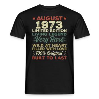 August 1973 - Geschenkidee Für August 1973 - 1973 - Männer T-Shirt - Schwarz - Vorne - AI Model Male 178 light (178cm)