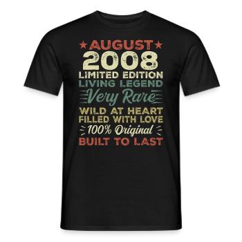 Août 2008 - Idée cadeau pour Août 2008 - 2008 - T-shirt homme - noir - Devant - AI Model Male 178 light (178cm)