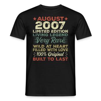 Août 2007 - Idée cadeau pour Août 2007 - 2007 - T-shirt homme - noir - Devant - AI Model Male 178 light (178cm)