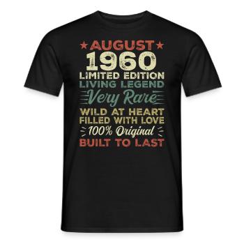 Août 1960 - Idée cadeau pour Août 1960 - 1960 - T-shirt homme - noir - Devant - AI Model Male 178 light (178cm)
