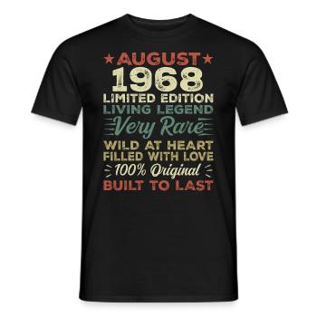 August 1968 - Geschenkidee Für August 1968 - 1968 - Männer T-Shirt - Schwarz - Vorne - AI Model Male 178 light (178cm)