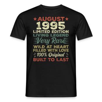 August 1995 - Geschenkidee Für August 1995 - 1995 - Männer T-Shirt - Schwarz - Vorne - AI Model Male 178 light (178cm)