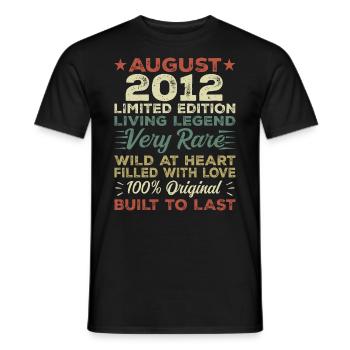 Août 2012 - Idée cadeau pour Août 2012 - 2012 - T-shirt homme - noir - Devant - AI Model Male 178 light (178cm)