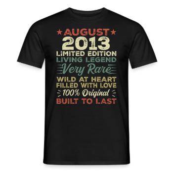 August 2013 - Geschenkidee Für August 2013 - 2013 - Männer T-Shirt - Schwarz - Vorne - AI Model Male 178 light (178cm)
